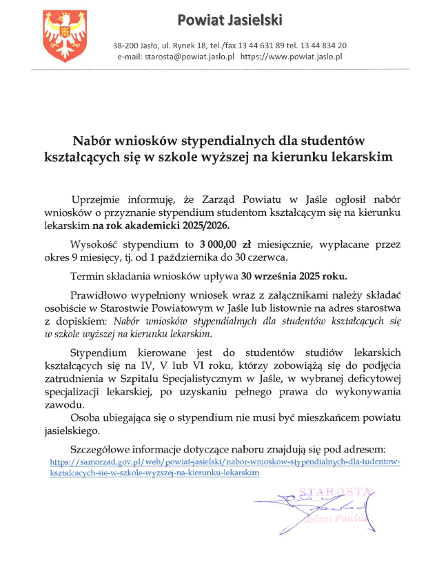 stypendium ogłoszenie